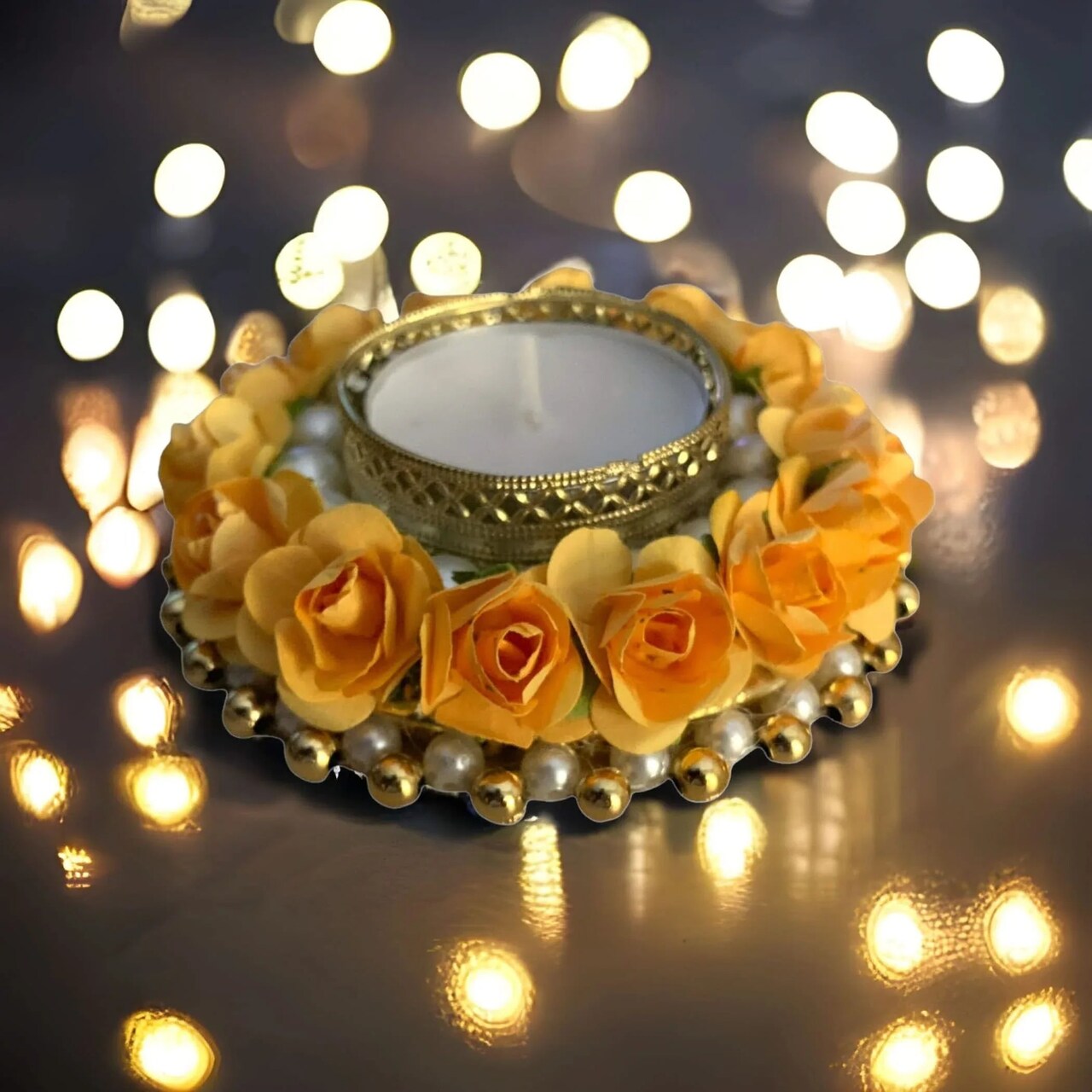 Rose Candle Holder Tealight Candle Holder – Festive T-light Stand for Diwali, Christmas, Hanukkah, Thanksgiving, Housewarming & Home Decor Centerpiece & Dining Table